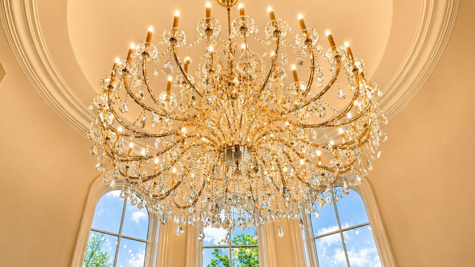 Crystal chandelier in the rotunda